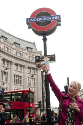 And, finally, Flat Stanley and Susanna at an entrance to the London Underground