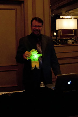 Spotlighted by a Green Laser, Flat Stanley Glows in the Dark