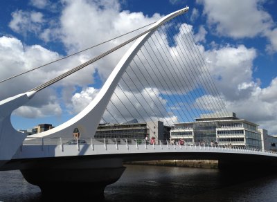 Samuel Beckett Bridge on a sunny day (iPhone photo by Jill)