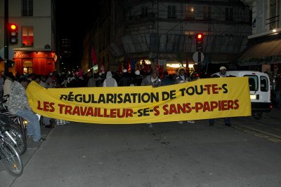 Demonstrating on behalf undocumented immigrants on Rue du Bac