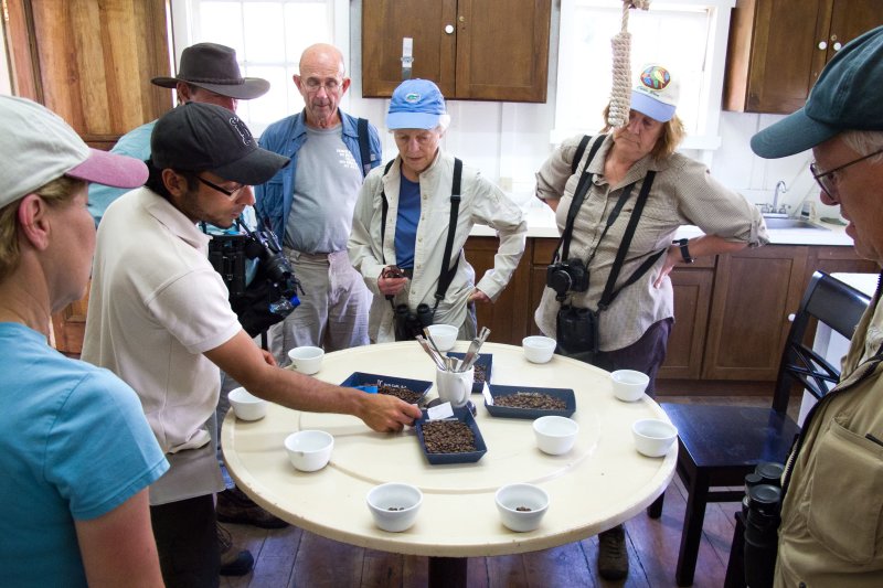 Cesar conducts a coffee tasting