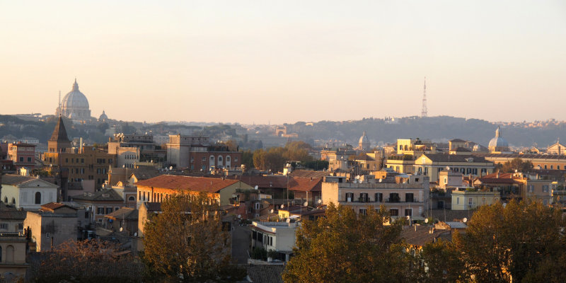 Views from the Aventino at sunset (St. Peters, left)