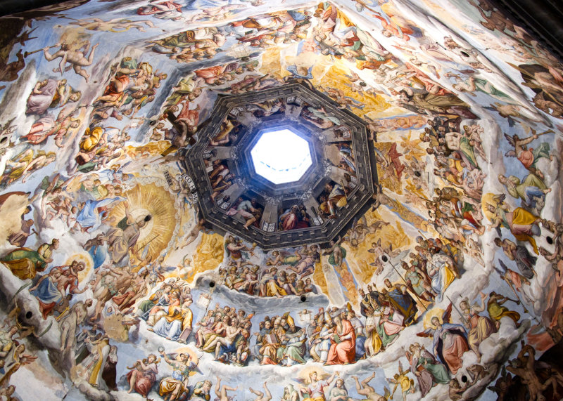 Interior of the Duomos cupola. Frescoed by Vasari and Zuccari (1569-79) with later additions
