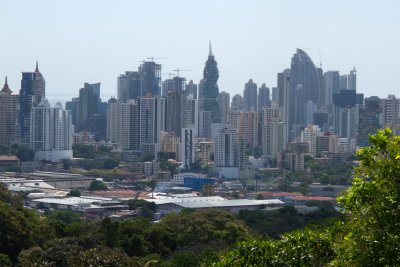 Panama City view: a helical skyscraper is in the middle
