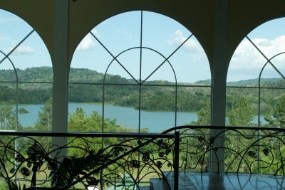 Through the windows of the atrium at the Gamboa Rainforest Resort