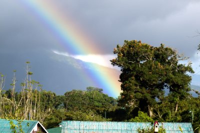 Late afternoon rainbow over Finca Lerida