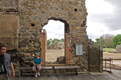 Ann and Hernan at the entrance to the bell tower