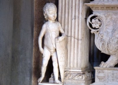 Putto (Desiderio da Settignano), the tomb of Carlo Marsuppini, Santa Croce