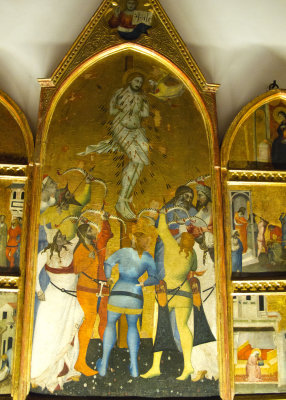 del Biondo's Martyrdom of St. Sebastian (1370), triptych central panel