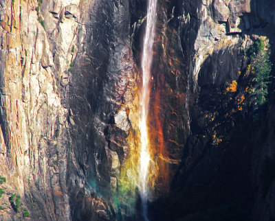 Rainbow of colors. Late day Bridalveil Fall from Tunnel View. #1733a.