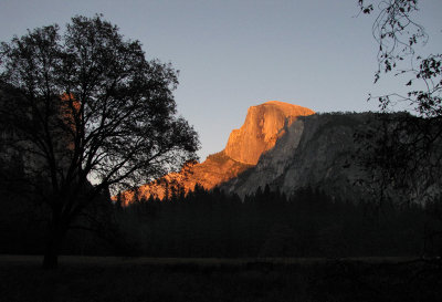 Half Dome does get  really orange-red like that at this hour in the Fall. #1766.