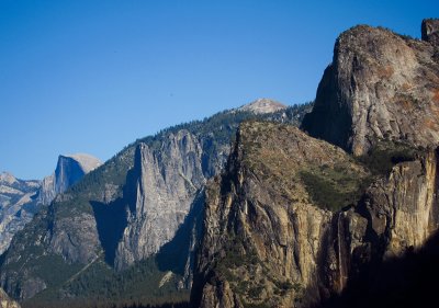 Half Dome and Bridalveil  Falls + Cathedral Rocks at Tunnel View. #2643