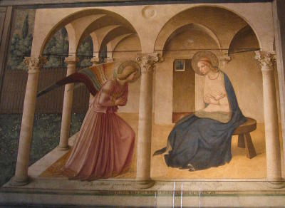 Fra Angelico's Annunciation - at top of stairs-San Marco (nice garden too)