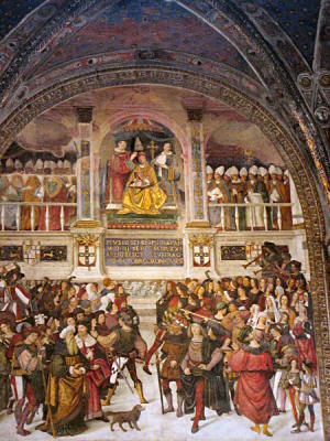 It's by Pinturicchio: Coronation of Pope Pius II