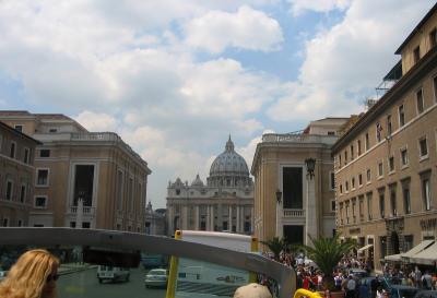 First sight of St. Peters from doubledecker bus