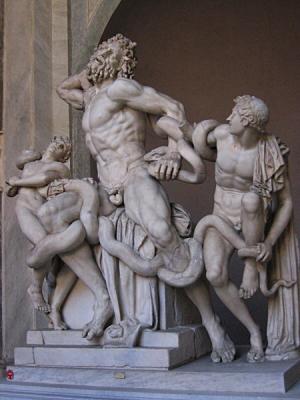 Famous Laocoon orig'l  (2005 theory: Michelangelo forged it)