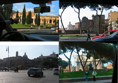 Taxi ride into Rome - first scenes we saw.