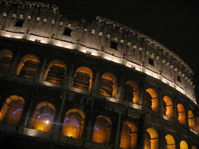 Colosseum at night. Windows shuttered (!)