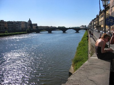Enjoying River Arno after Uffizi visit