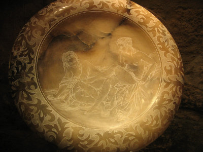 Bowl with illustration of two women