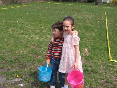 Sarah and Kyle hunting for eggs