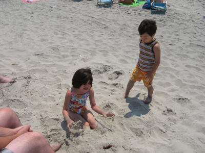 Sarah and Kyle playing on the beach
