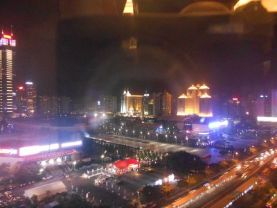 Night-time view from my hotel bedroom window in Guangzhou
