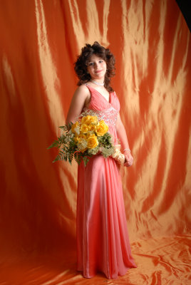 Kayla in peach dress