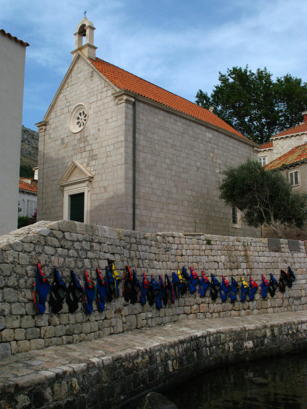Life jackets hanging below Sv. Đurđa Church