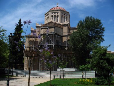 Modern Orthodox church under restoration