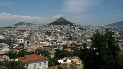 View over central Athens with Lykavittos Hill