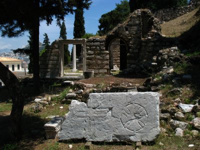 Byzantine church ruins below the Acropolis