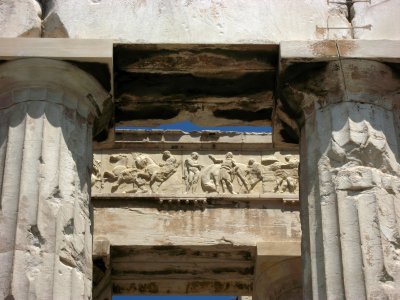 Frieze and column detail on the Parthenon