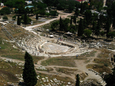 View down onto the Theatre of Dionysos