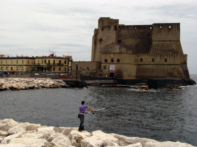 Fishing off the Castel dell Ovo