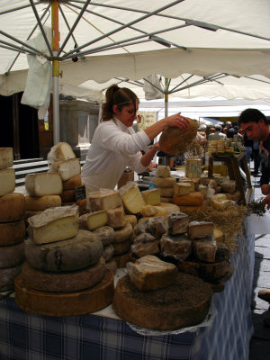 Cheese vendor at the market
