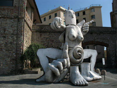 Unusual sculpture along the port