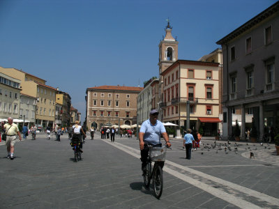 Cycling across the piazza