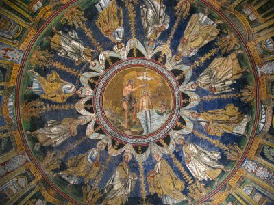 Ceiling fresco within the Battistero degli Ortodossi