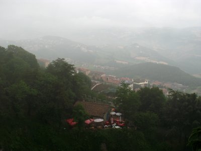 View down the slopes of Mt. Titano