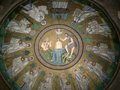 Ceiling mosaic of the baptism of Jesus
