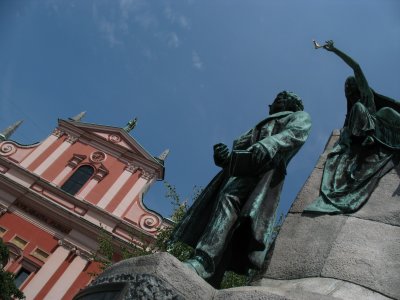 Preeren statue and Franciscan Church