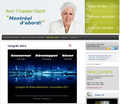 Site web de Vision Montreal (photo de Montreal)