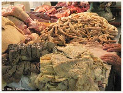 At the fish & meat market. 