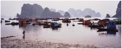Floating houses in Halong Bay