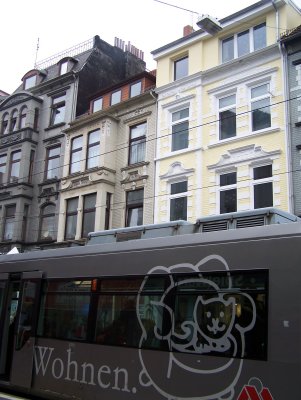 Tram and handsome buildings