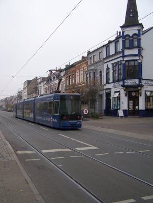Tram with street to itself