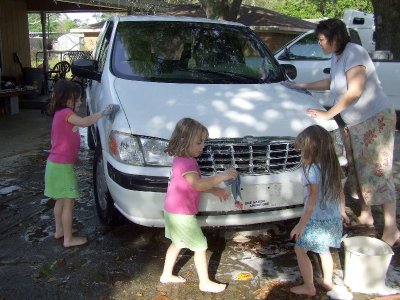  Washing the van