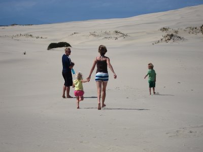 The family are planning to walk up the highest sand dune