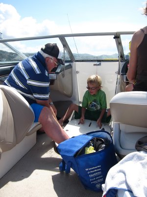 Gramps and Zach tidying away the ropes